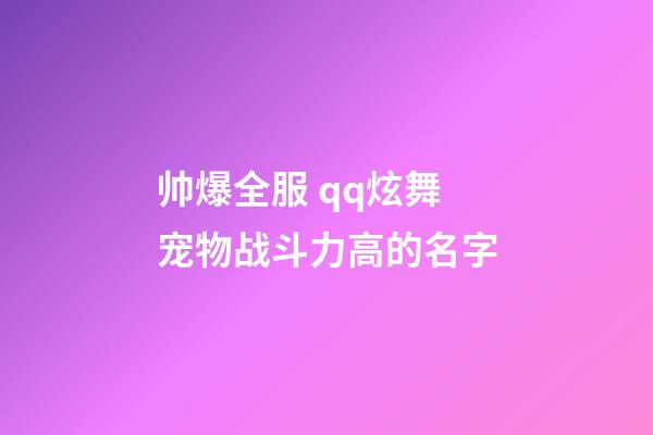 帅爆全服 qq炫舞宠物战斗力高的名字